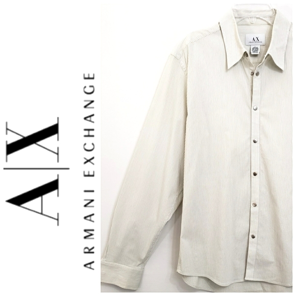 Armani Exchange Other - Armani Exchange  Creme Textured Pinstripe Longsleeve Button down Shirt
